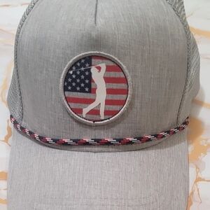Gray Baseball Cap with American Flag Logo